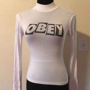 Obey mock neck stretch top